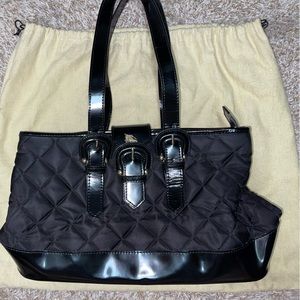 Vintage Burberry black nylon quilted tote